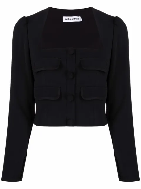 Self-Portrait square-neck crepe top