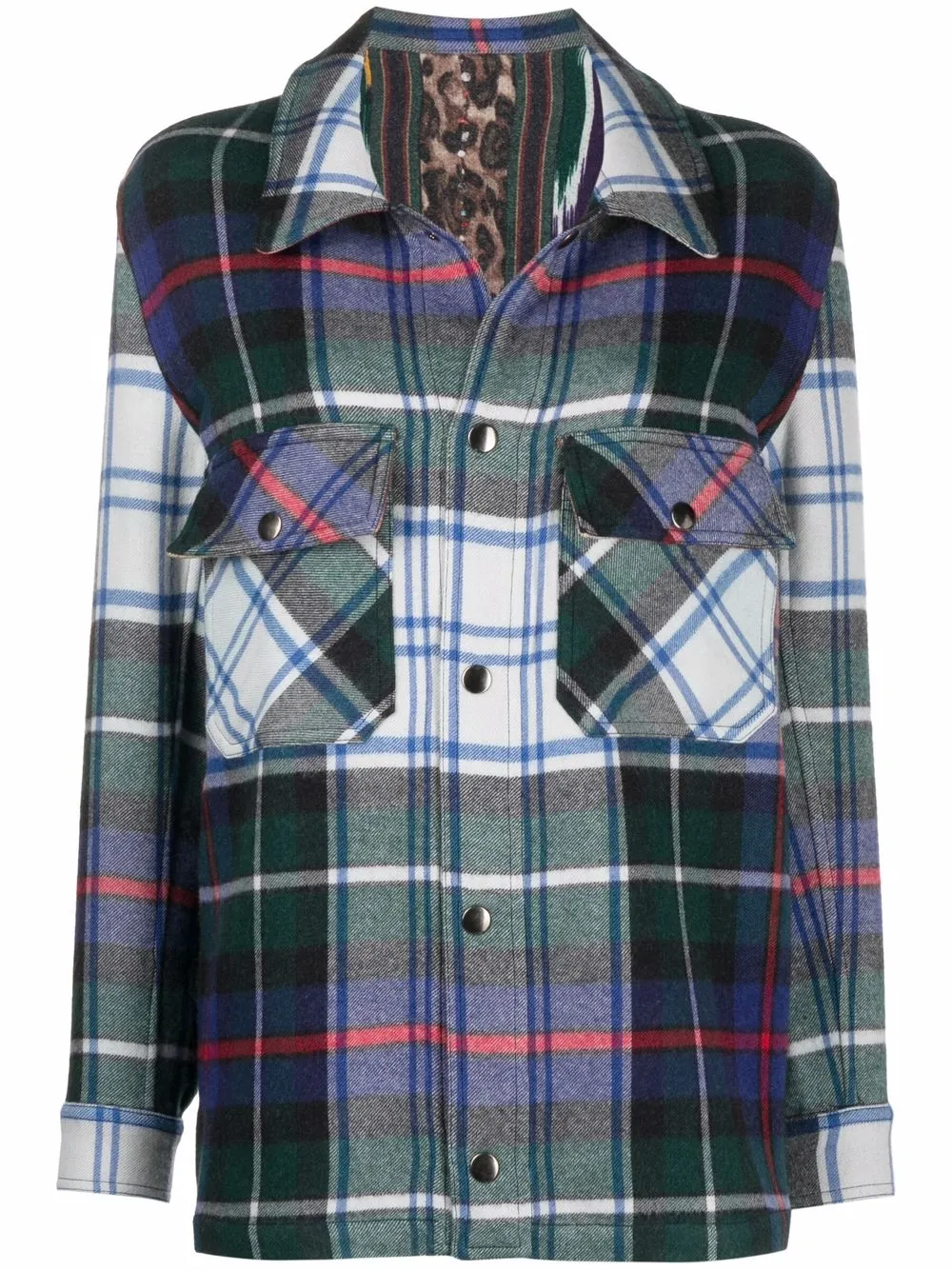 Pierre-Louis Mascia двусторонняя шерстяная рубашка Pancake в клетку тартан