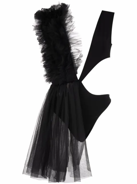 Alchemy x Lia Aram asymmetrical ruffle-trim bodysuit 