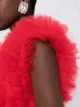 Alchemy asymmetrical ruffled tulle-draped blouse