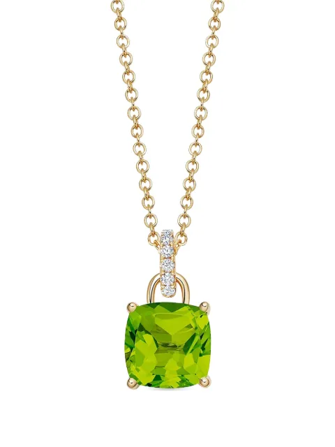 Kiki McDonough 18kt yellow gold Kiki Cushion peridot and diamond pendant necklace