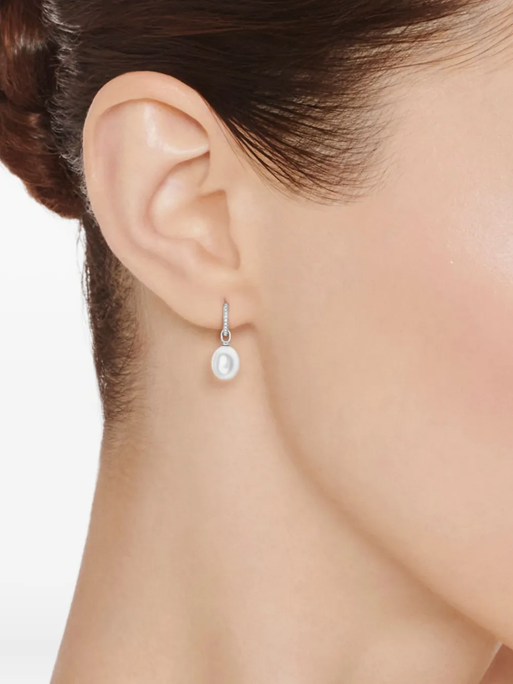 Kiki McDonough Classics パール&ダイヤモンド ピアス 18Kホワイトゴールド - シルバートーン Kiki McDonough Classics パール&ダイヤモンド ピアス 18Kホワイトゴールド - シルバートーン