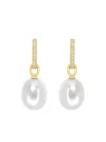 Kiki McDonough 18kt yellow gold Classics pearl and diamond drop earrings - White