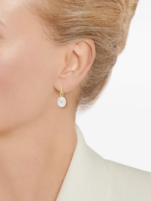 Kiki McDonough 18kt yellow gold Classics pearl and diamond drop earrings