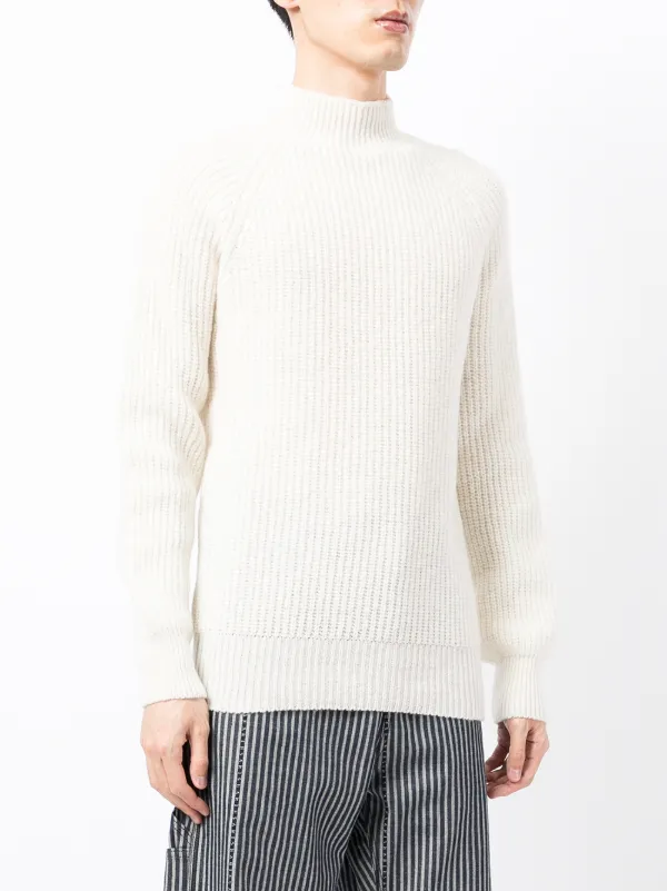 YMC white crew neck knitted jumper for 