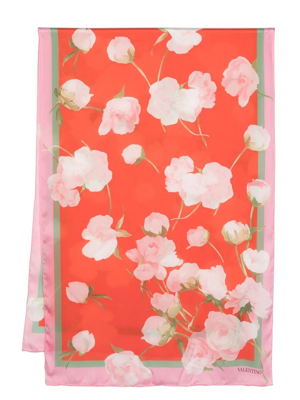 

Valentino mascada de seda con estampado floral - Rojo