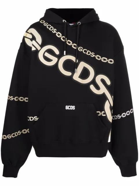 GCDS chain-link logo-print hoodie
