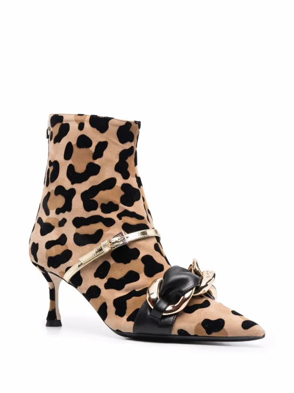 leopard print low heel booties