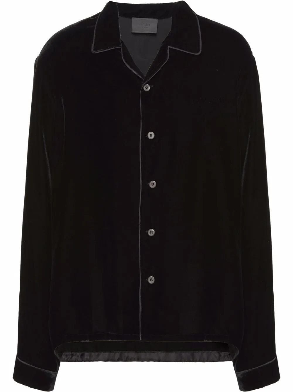 Shop Prada Cuban collar velvet long-sleeve shirt with Express Delivery -  FARFETCH