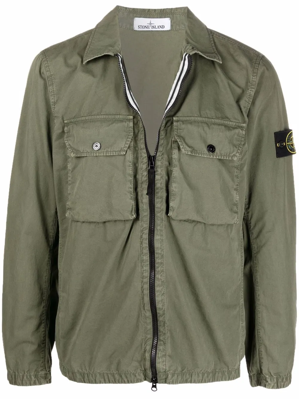 фото Stone island куртка-рубашка на молнии с нашивкой-логотипом