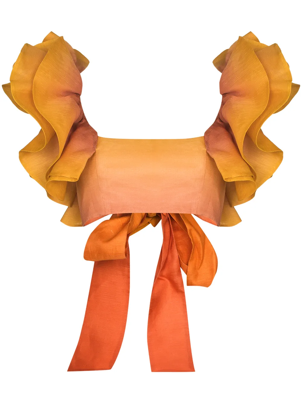 

ZIMMERMANN Postcard ruffled ombré cropped top - Orange