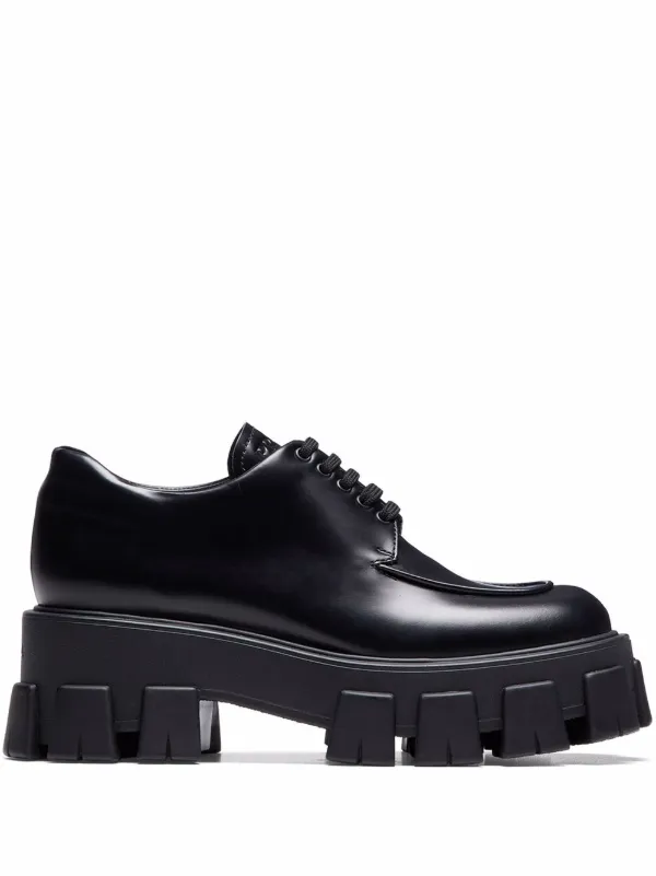 Prada Moonlith Brushed Leather lace up Shoes Farfetch