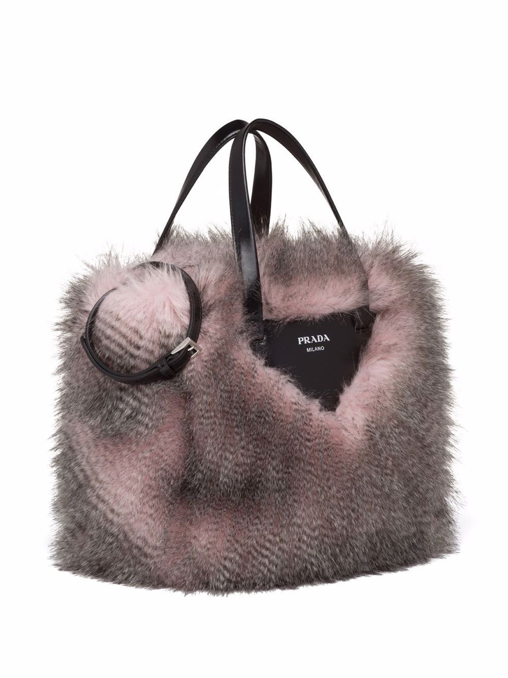 Prada faux-fur triangle-logo Tote Bag - Farfetch