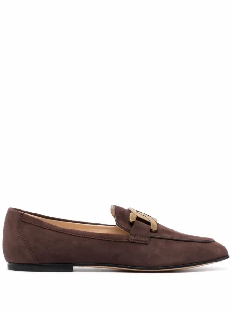Tod's chain-plaque suede loafers