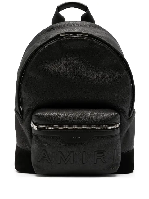 AMIRI Mochila de couro com logo gravado