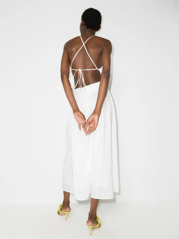 asymmetric neckline midi dress