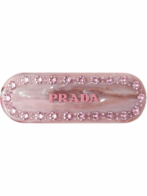 Set Of 2 Logo Hair Clips in Pink - Prada