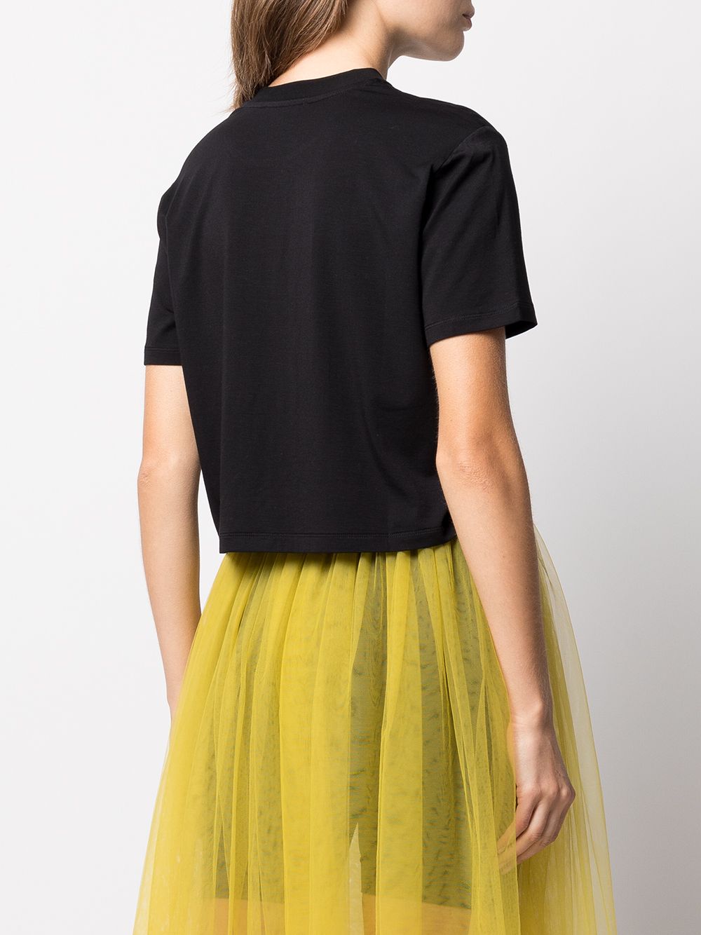 Shop Marchesa Notte Dominique Cropped Jersey T-shirt In 黑色