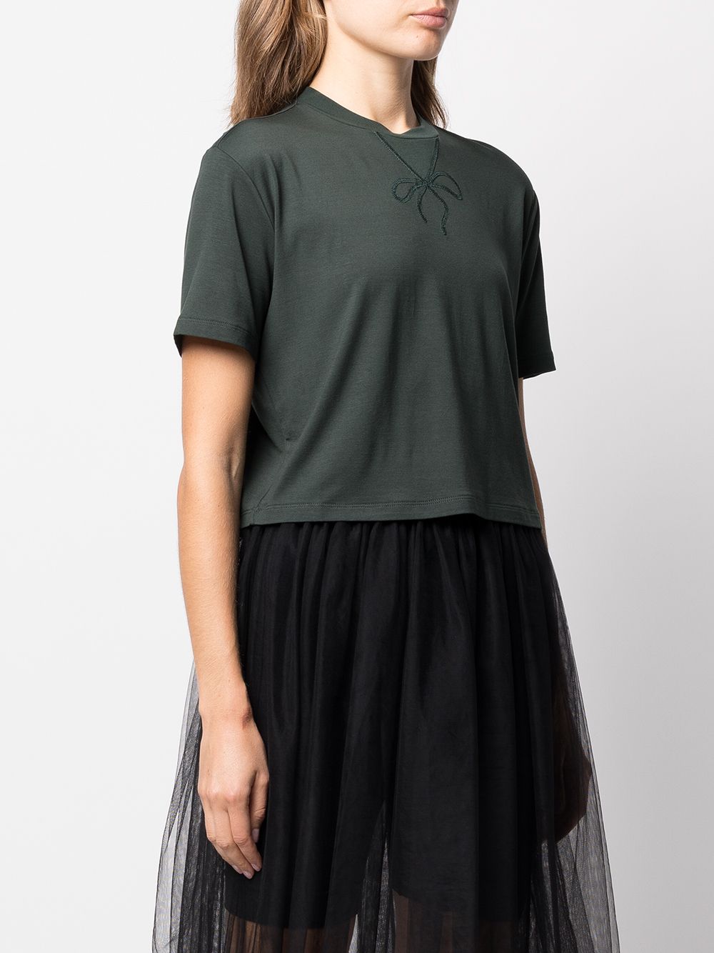 Shop Marchesa Notte Dominique Cropped Jersey T-shirt In Green