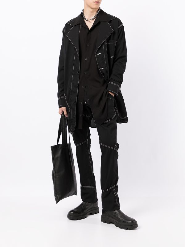 Sulvam Contrast Stitching Oversized Shirt Jacket - Farfetch