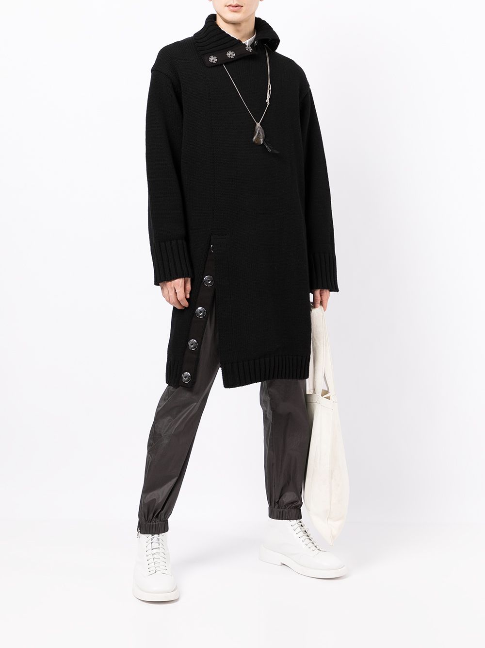 Yohji Yamamoto Vest met hoge hals - Zwart
