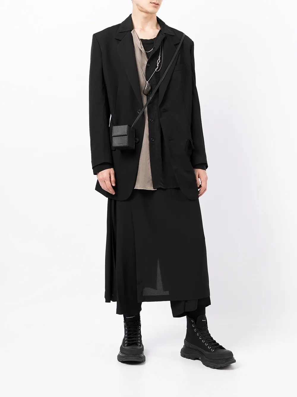 фото Yohji yamamoto укороченные многослойные брюки