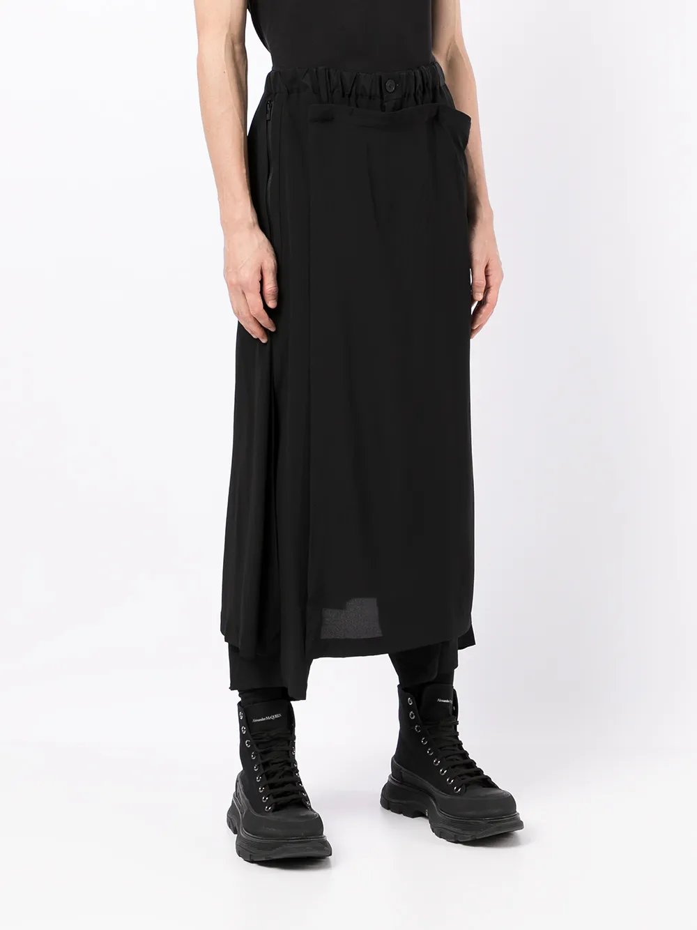 фото Yohji yamamoto укороченные многослойные брюки