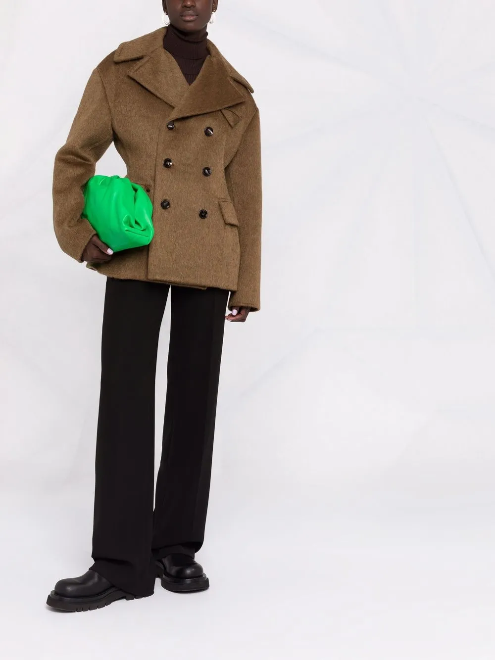 Image 2 of Bottega Veneta button-front short peacoat