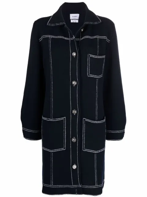 Barrie contrast-stitching single-breasted coat