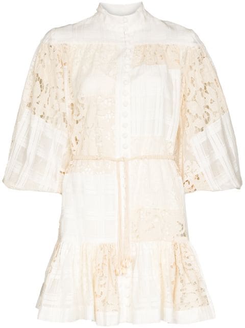 ZIMMERMANN Andie high-neck lace-embroidered mini dress