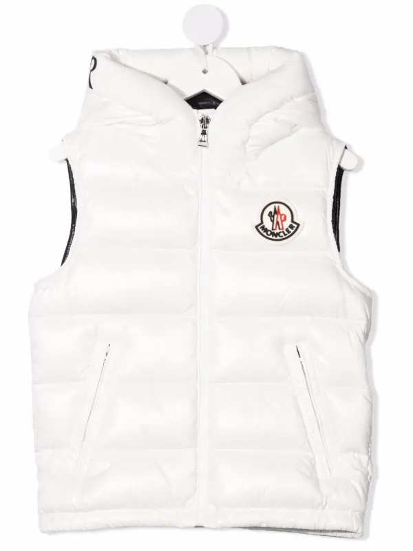 Shop Moncler Enfant hooded puffer gilet 