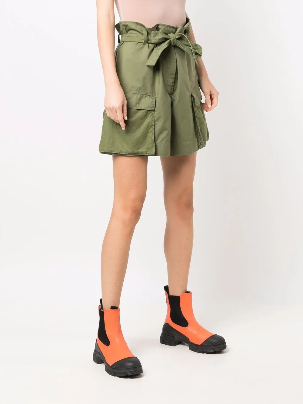 Shop Kenzo High-waist Cargo Shorts In 绿色