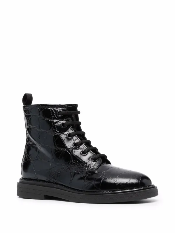 Black patent croc lace up boots on sale