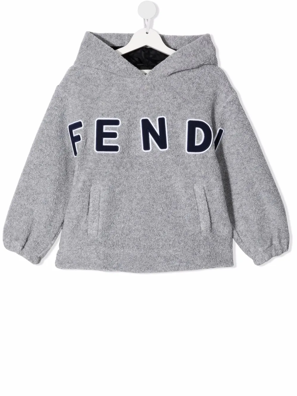 Fendi Kids teddy fleece logo hoodie | Grey | Image 1
