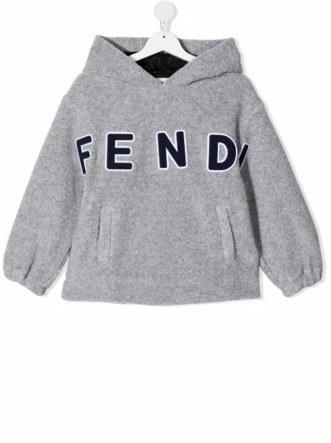 Fendi Kids teddy fleece logo hoodie