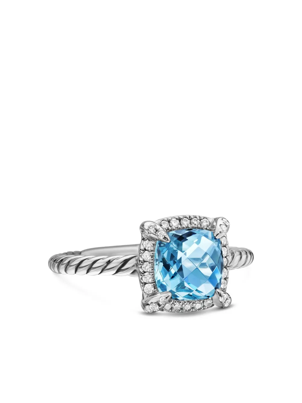 David Yurman Petite Châtelaine トパーズ&ダイヤモンド リング 7mm スターリングシルバー - David Yurman Petite Châtelaine トパーズ&ダイヤモンド リング 7mm スターリングシルバー -