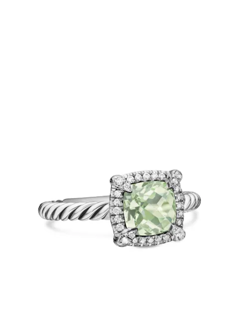 David Yurman sterling silver Petite Chatelaine prasiolite and diamond ring (7mm)