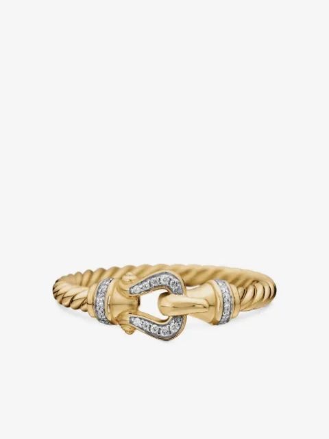 David Yurman 18kt yellow gold Petite Buckle diamond ring (2mm)