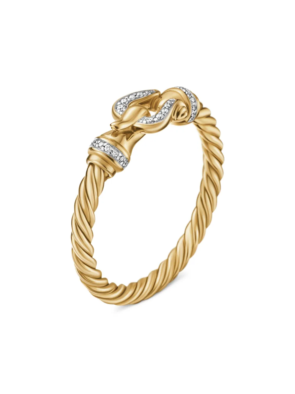 18kt Yellow Gold Petite Buckle Diamond Ring (2mm)