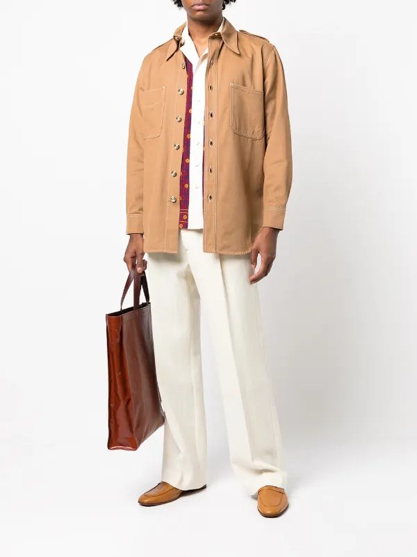 Wales Bonner Isaac Utility Shirt | Brown | FARFETCH MY