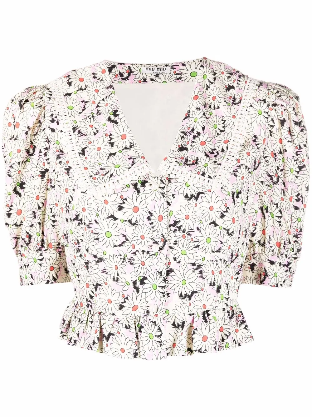 

Miu Miu floral short-sleeve blouse - Neutrals