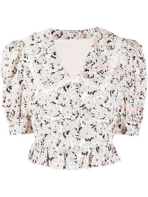 Miu Miu floral short-sleeve blouse