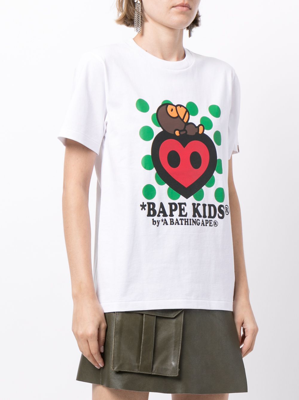 Shop A Bathing Ape Bape Kids Heart T-shirt In 白色