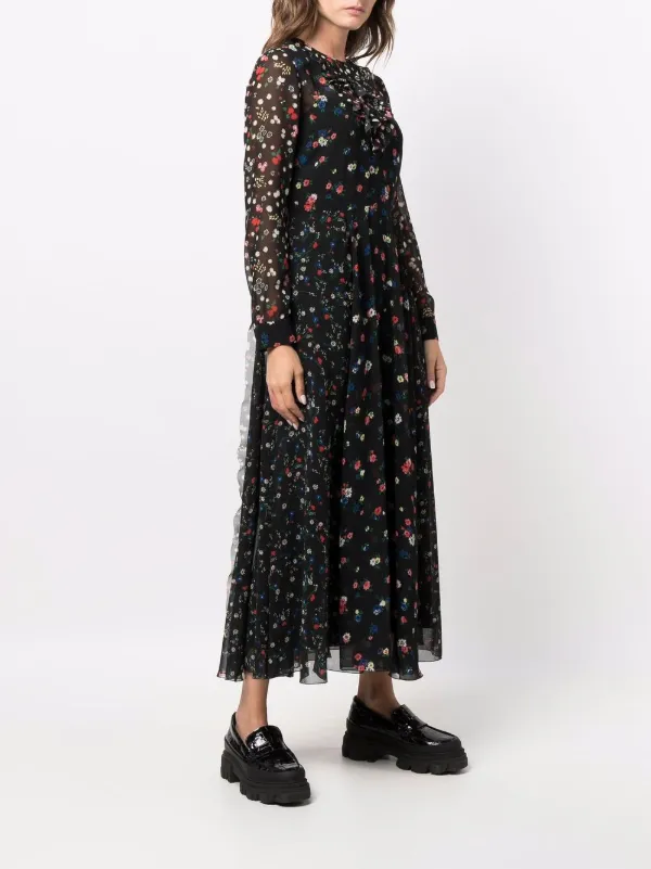 RED VALENTINO long dress w belt Sz. 36 floral red/ store black