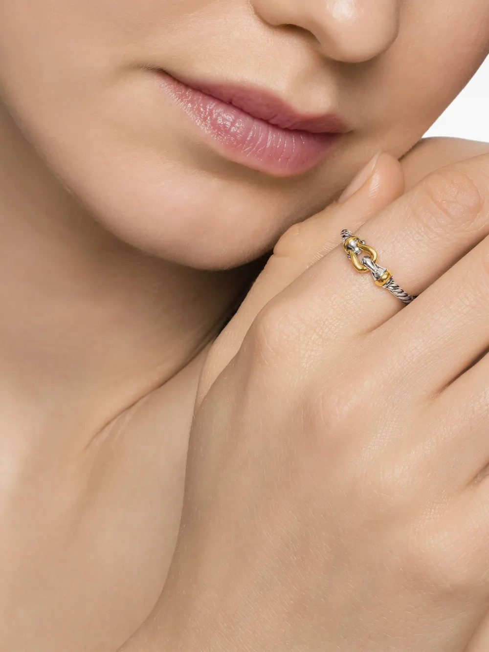  David Yurman 18kt Petite Buckle Gelbgold  Und Sterlingsilbering 2mm 