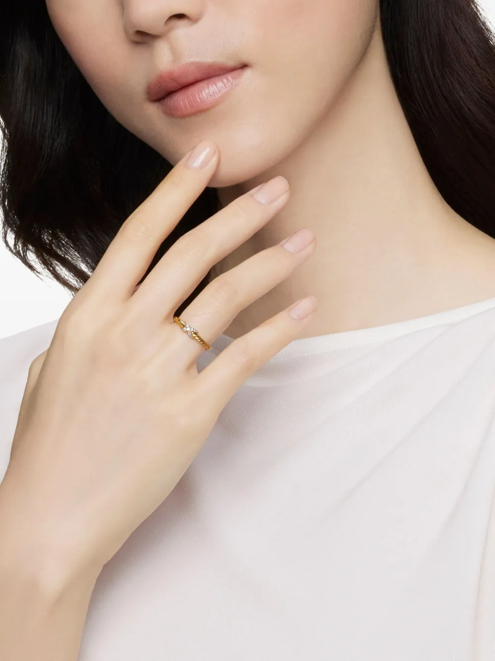 David Yurman 18kt yellow gold Petite X diamond ring (2.2mm) | Image 2