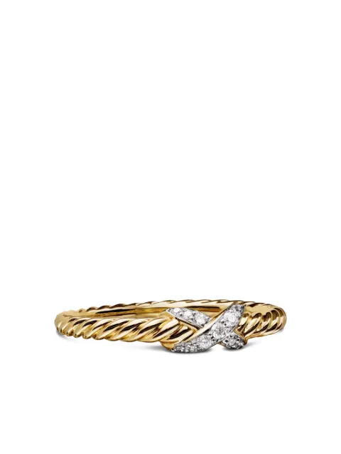 David Yurman anillo Petite X en oro amarillo de 18kt con diamantes de 2.2mm