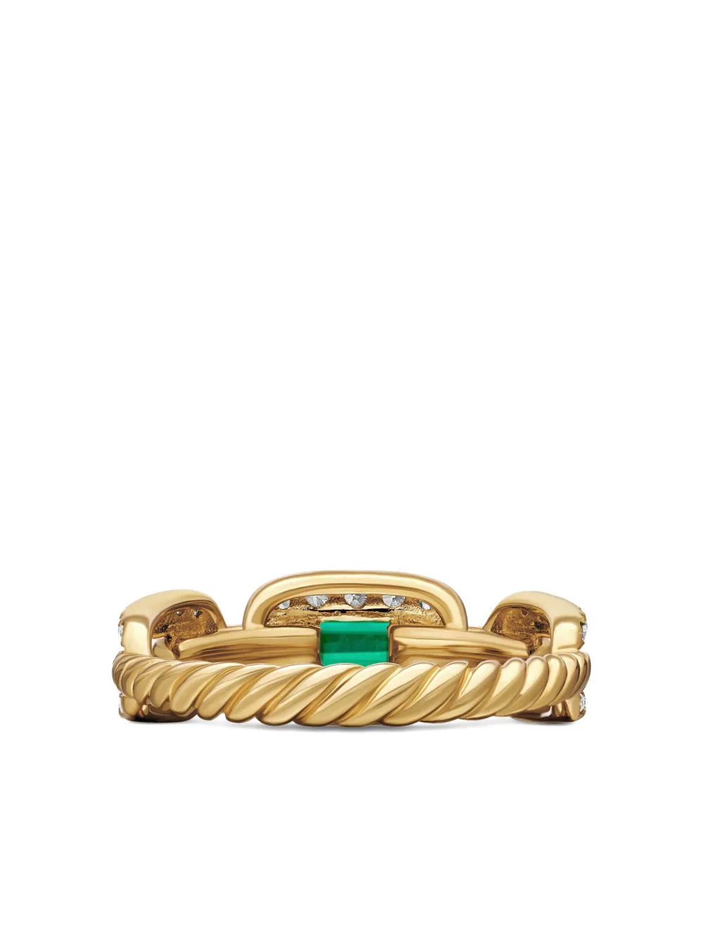 18kt Yellow Gold Stax Chain Link Emerald And Diamond Ring (7mm)