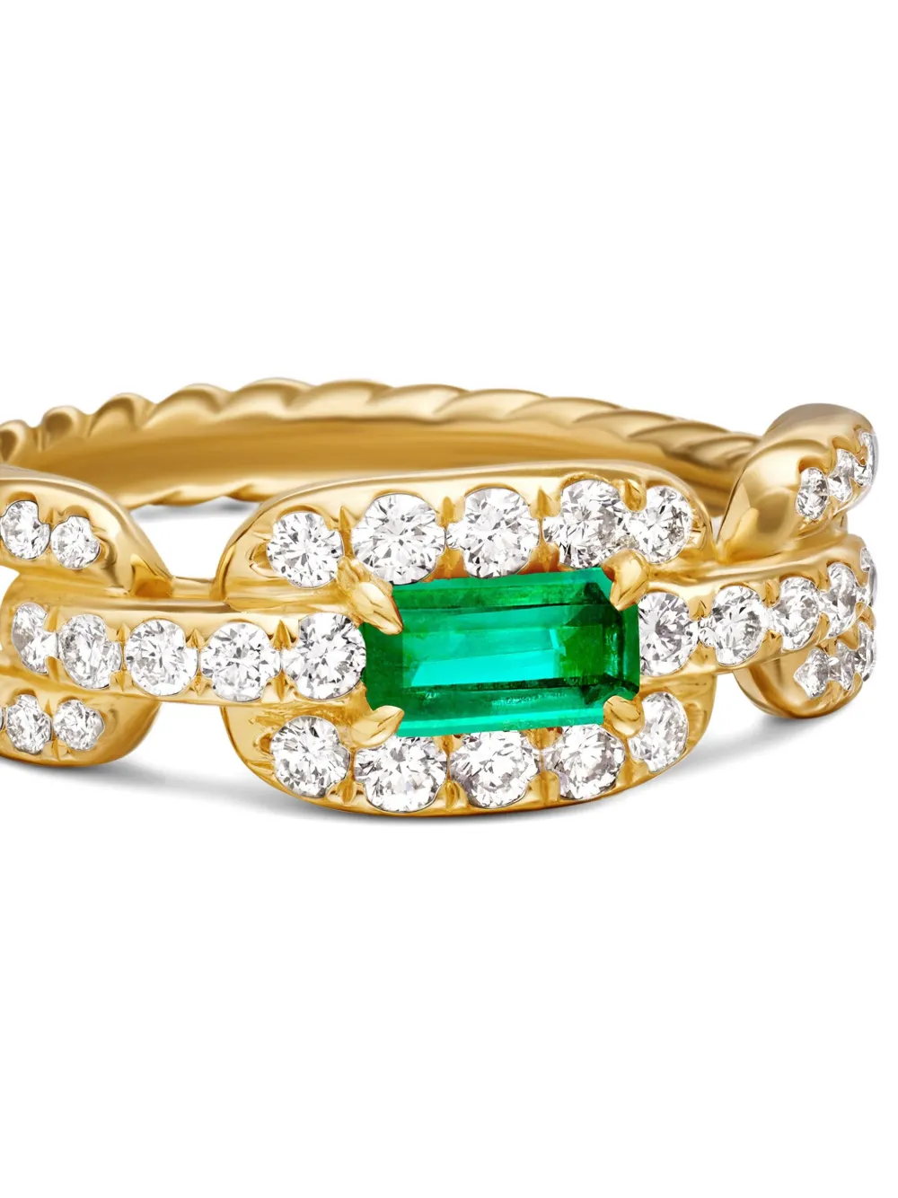 David Yurman 18kt Yellow Gold Stax Chain Link Emerald And