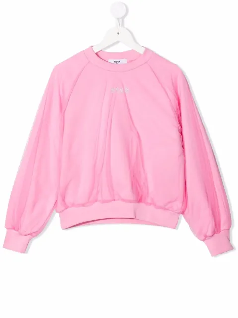 MSGM Kids tulle-layered cotton sweatshirt